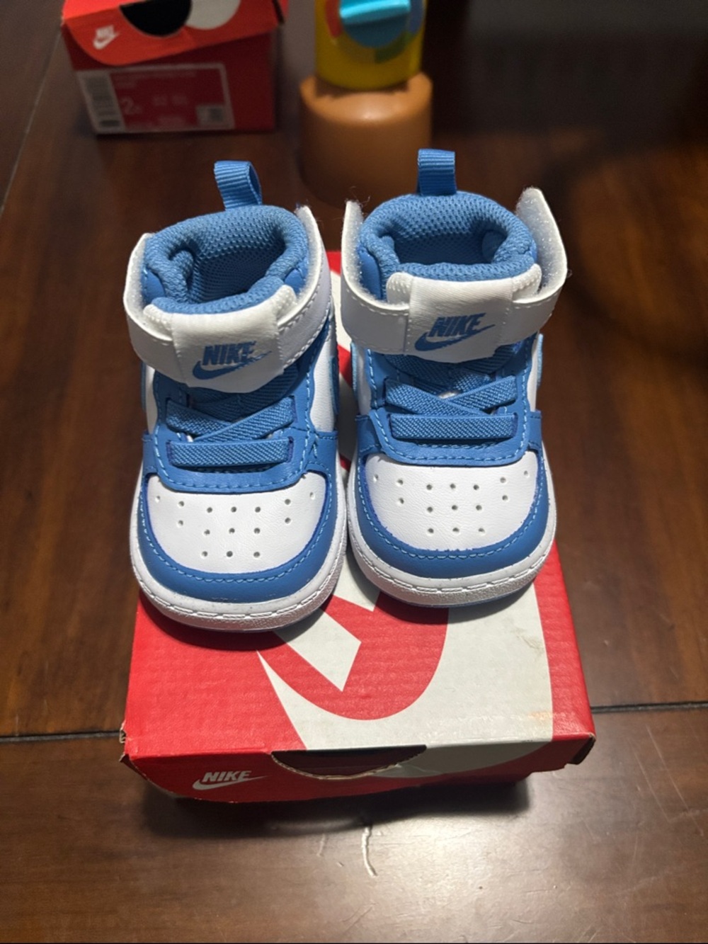 Nike Toddler White and Blue High-Top Sneakers